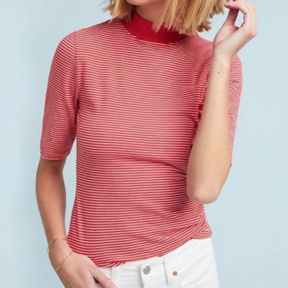 T. LA. Striped Mockneck Top